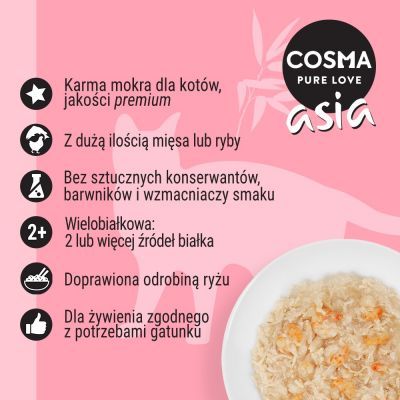 Cosma Asia tuniak s hovädzím mäsom v želé mokrom krmive pre mačky 100 g