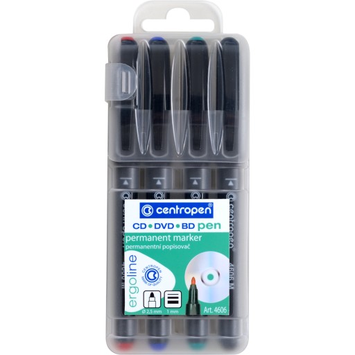 Popisovač na CD DVD BD Centropen 1mm, 4 farby