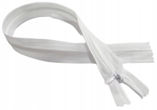 25 cm krytý špirálový zips, nerozopínateľný, biely