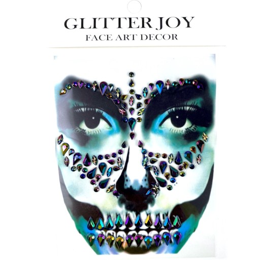 KRYŠTÁLOVÉ NÁLEPKY na tvár 3D make-up SKULL