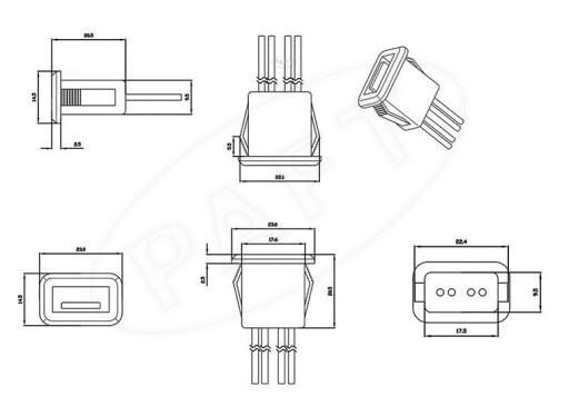 Čierna 2-kolíková zásuvka na paneli USB 2.0