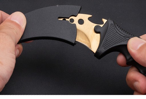 TURISTICKÝ NÔŽ KARAMBIT CS:GO VRECKOVÝ NÔŽ ZLATÝ VÝCVIKOVÝ Púzdro 19 CM