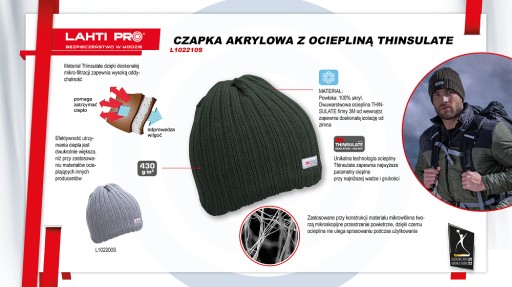 Akrylový klobúk s izoláciou THINSULATE 3M, zelený Lahti Pro L102210S