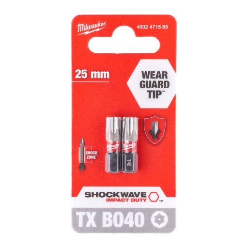 Nárazový bit Torx40 s otvorom 25 mm, 2 ks.