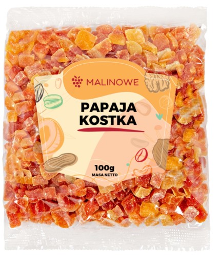 KANDIDOVANÁ PAPAYA KOCKA 100g SUŠENÁ PAPAYA KOCKA PREMIUM KVALITY