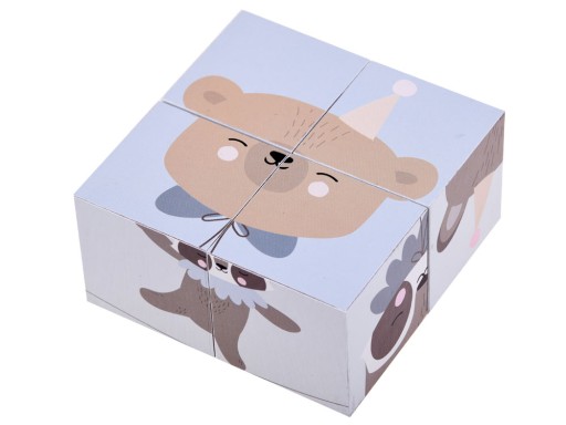 Drevené kocky puzzle zvieratká obrázky ZA4114