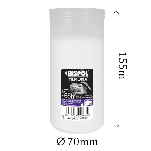 Vložka do sviečky parafínová BISPOL P320 68h 1 ks