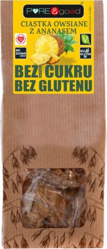 Vegánske ovsené sušienky BEZ CUKRU s ananásom, BEZ LEPKU 150 g Pure&Good