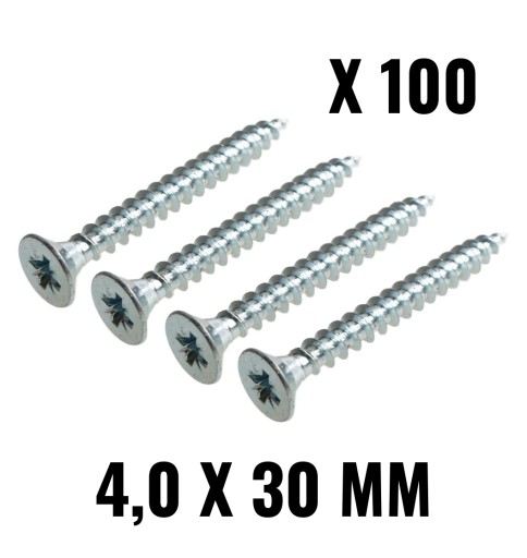 100x Tvrdené skrutky do dreva 4,0 x 30 kužeľ