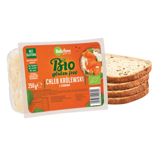 Bezlepkový kráľovský chlieb so zrniečkami, BIO 250g