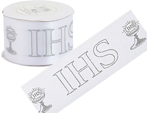 IHS kovová saténová stuha 50mm/9m ZLATÁ/STRIEBORNÁ