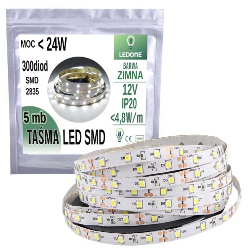 LED pásik 2835 300 IP20 5m studená biela