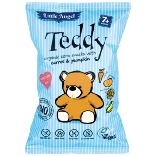 Mini TEDDY kukuričné chrumky, mrkva a tekvica, od 7 mesiacov, GELFREE. BIO 30