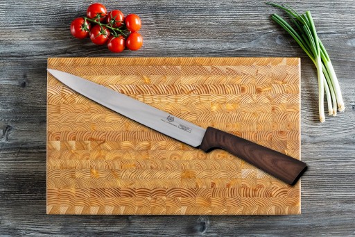 DOMÁCI GASTRONOMICKÝ NÔŽ DLHÝ NA SEKANIE ZELENINY A BYLINKOV OSTRÝ S BRDOU 21cm