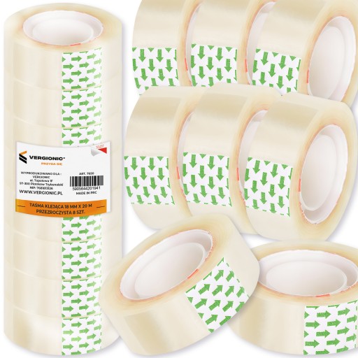 KANCELÁRSKA LEPIACE PÁSKA 20m x 8ks. TRANSPARENTNÁ MALÁ LEPIACA PÁSKA DO KANCELÁRIE