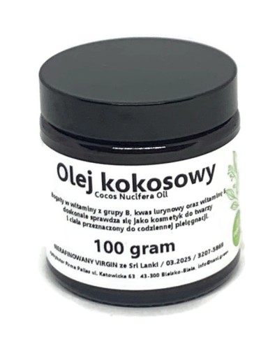 KOZMETICKÝ KOKOSOVÝ OLEJ, NERAFINOVANÝ, 100 GRAM