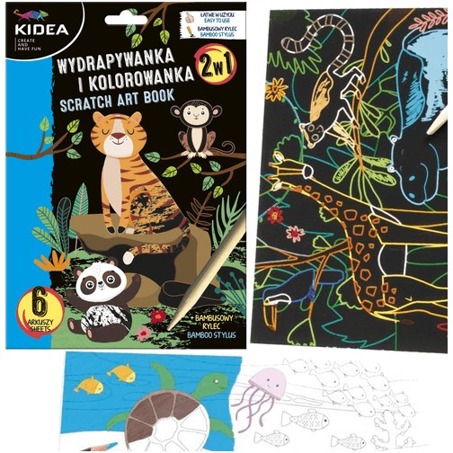 Omaľovánka KIDEA SCRATCH PAGE 2v1 ZVIERATKÁ