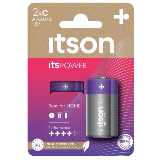 ITSON POWER C ALKALICKÉ BATÉRIE (LR14) 2x VYSOKO ÚČINNÉ HRAČKY/NÁRADIE