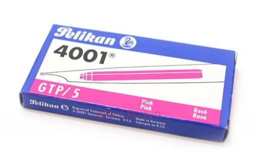 Pelikan 4001 ružové dlhé atramentové kazety, 5 ks
