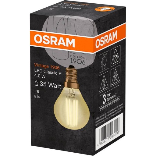 Ozdobná LED žiarovka E14 P40 4W 35W 2400K OSRAM