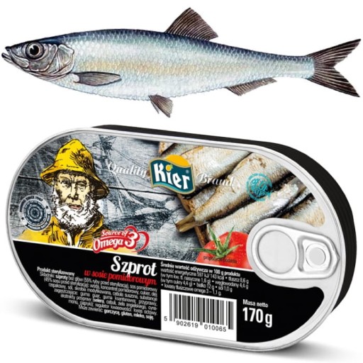 Poľská šprota v paradajkovej omáčke Omega 3 šprota v paradajkovej omáčke 170g KIER