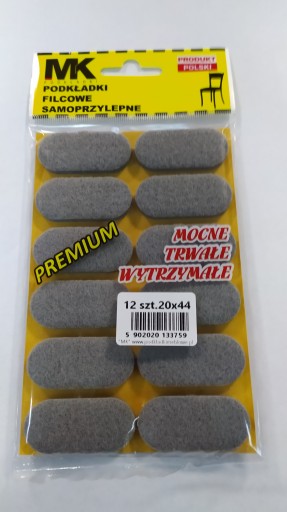 MK prémiové plstené podložky, šedý ovál, 20x44mm
