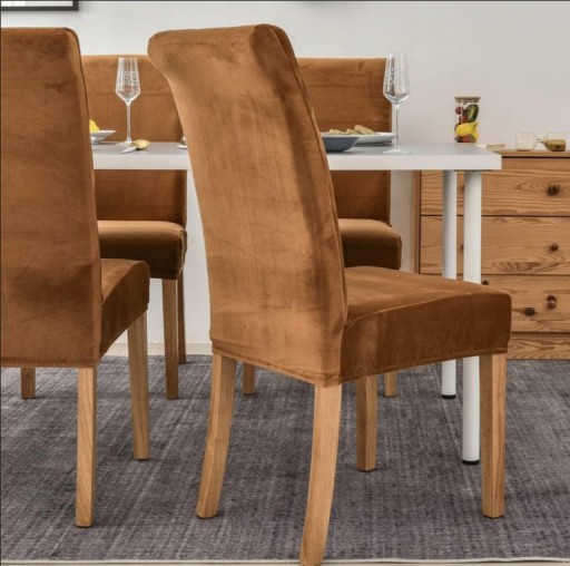 Poťah na stoličku VELUR PREMIUM ELASTIC VELVET, SVETLOHNEDÁ