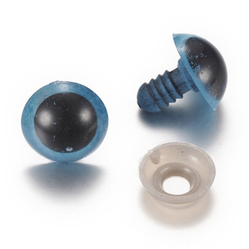 Bezpečnostné oči so závitom a svorkou na hračky Modrý plast 8 mm 20 párov