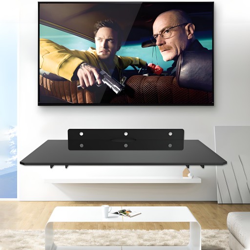 SKLENENÝ POLIČNÝ DRŽIAK PRE NÁSTENNÝ TV ŠTANDARDNÝ DEKODÉR DVD