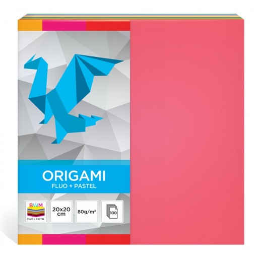 ORIGAMI PAPIER 20x20CM 100 FLUO+PASTEL INTERPRET