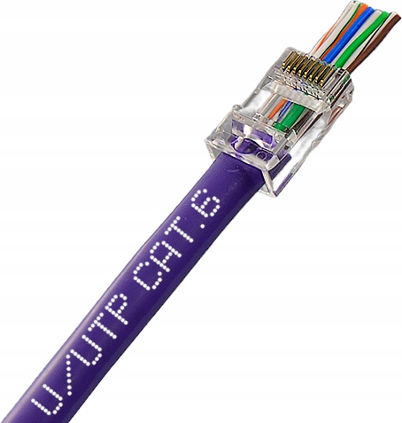 10x zástrčky, konektory, RJ45 terminály, Pass-Through RJ kategórie 6 do UTP LAN kábla, 10 ks.