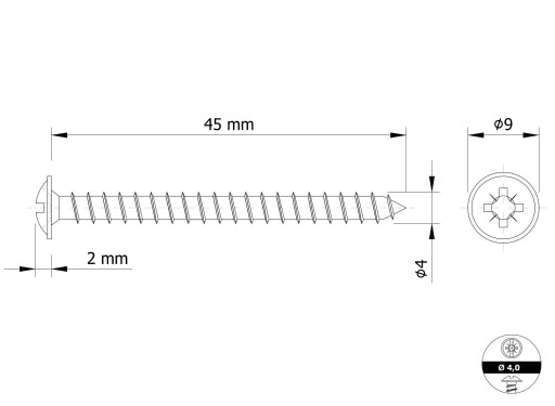 Tvrdené skrutky do dreva 4,0 x 45 mm s podložkou