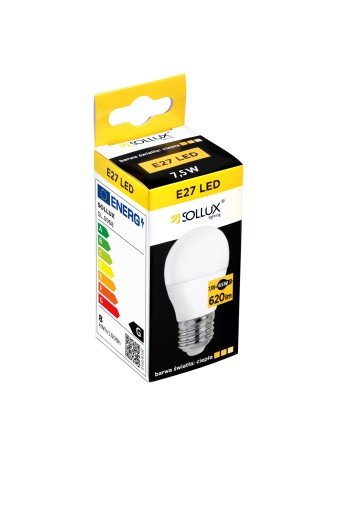 SOLLUX LED guľová žiarovka E27 3000K WARM 7,5W 620lm