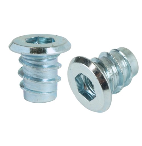 10x nátrubok na skrutkovanie M6 x 12 mm s nákružkom na drevo, ľavý závit