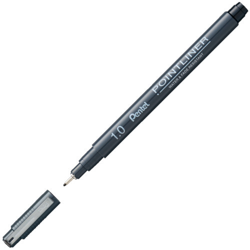 Pointliner - Pentel - čierny, 1 mm