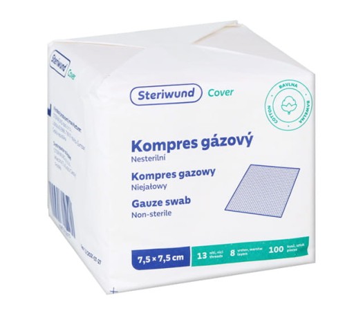 Nesterilné gázové obklady 13N8W 7,5x7,5cm a' 100ks Steri Cover Steriwund