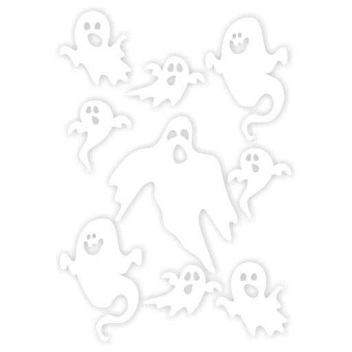 HALLOWEEN fólie NÁLEPKY biele STRAŠIDLÁ, strašidlá MIX