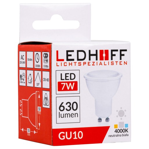 GU10 NATURAL LED žiarovka 7W = 60W 4000K VÝKON