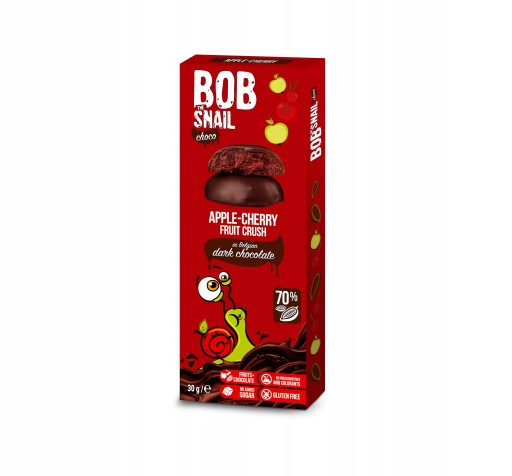BOB SNAIL cherry v tmavej čokoláde snack 30g. čokoláda