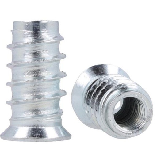 Nábytková zásuvka dvojzávitová 6 x 24 mm, 10 ks oceľ pozinkovaná na bielo