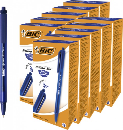 Modré výsuvné guľôčkové pero BIC