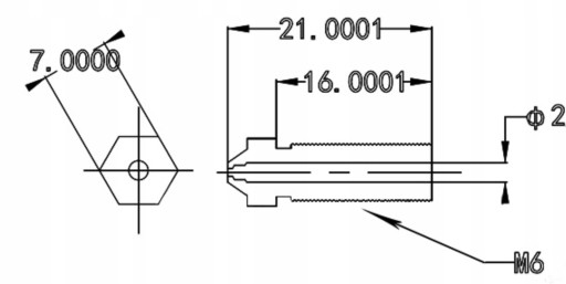 V6 VOLCANO NOZZLE MOSADZ 1,2 mm 1,75 mm M6 3D TLAČ