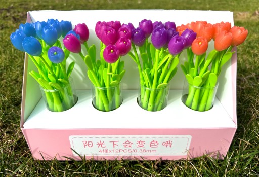 BLUE GEL FINISH PEN TULIP FLOWER