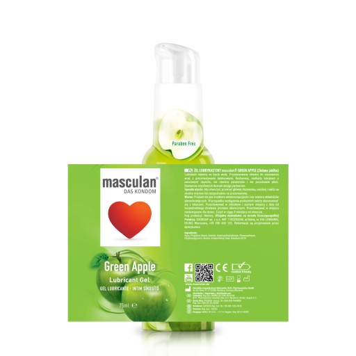 Intímny lubrikačný gél Masculan Green Apple s jablkovou príchuťou 75 ml