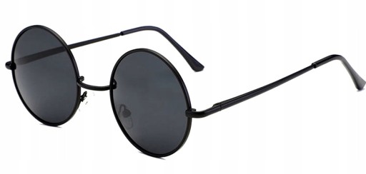 LENONKI okrúhle ČIERNE OKULIARE, letné kovové CE FRAME UV400 kovové