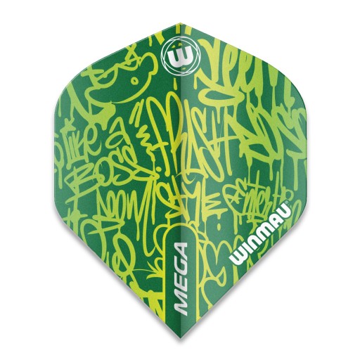 Šípkové perá Mega Standard Green Grafiti Winmau