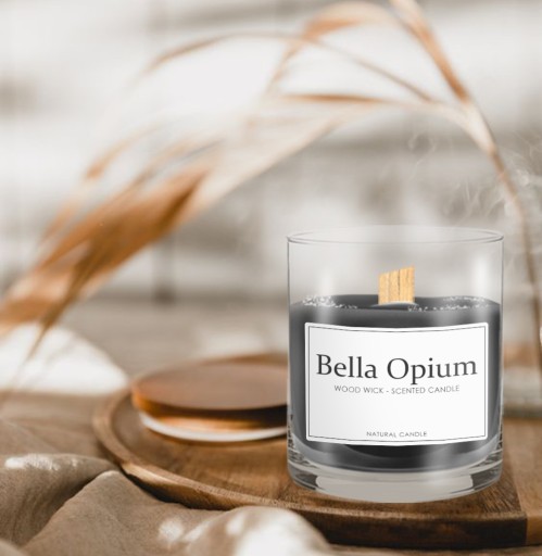 BELLA OPIUM - PRÍRODNÁ SÓJOVÁ VONNÁ SVIEČKA V SKLE S VÔŇOU PARFÉMU