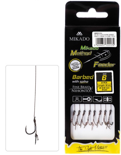 MF RIG - S IHLOU - ostnatý háčik č.12 / oplet: 0,12mm/10cm - bal 8