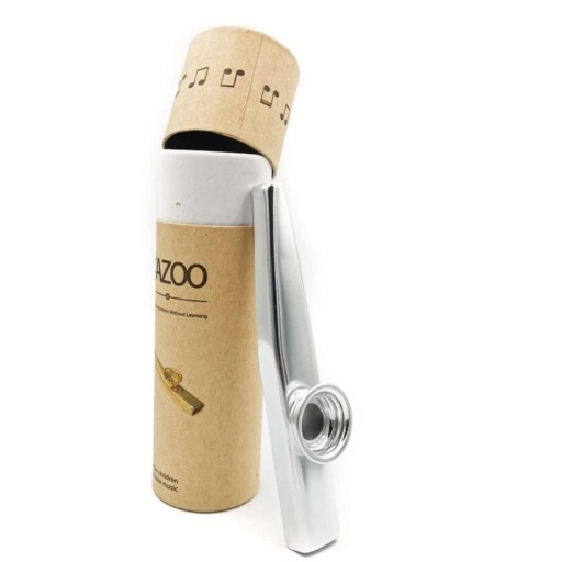 Strieborný KAZOO v tube + 5 voľných MEMBRÁN, kov - Perfektné na učenie