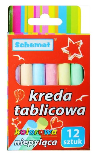 TABUĽOVÁ CHALK 12 kusov, FAREBNÉ malé bezprašné balenie